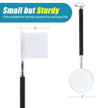 AQUANEAT Small Fish Tank Shrimp Net, Aquarium Debris Cleaning Tools, with Extendable Handle, 2” Circular