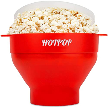 The Orginal HotPop Silicone Popcorn Maker - Microwave Popcorn Popper with Handles - Collapsible Bowl...