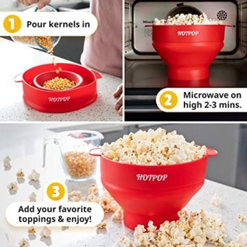 HotPop Silicone Popcorn Maker - Collapsible, Safe, Easy to Clean