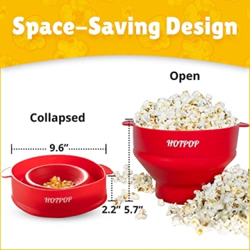 HotPop Silicone Popcorn Maker - Collapsible, Safe, Easy to Clean