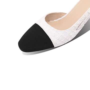 MIRAAZZURRA Women Sling Back Pumps Chunky Heels Sexy Splicing Round Toe Casual Wedding Shoes for Women Fashion Dress Shoes US Size 11 Pure White