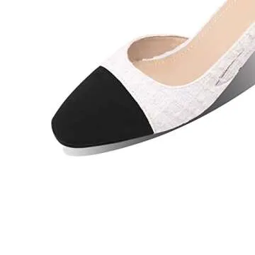 MIRAAZZURRA Women Sling Back Pumps Chunky Heels Sexy Splicing Round Toe Casual Wedding Shoes for Women Fashion Dress Shoes US Size 11 Pure White