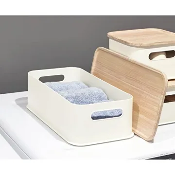 Eco-Friendly iDesign Storage Bin with Paulownia Wood Lid