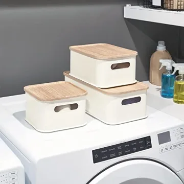 Eco-Friendly iDesign Storage Bin with Paulownia Wood Lid