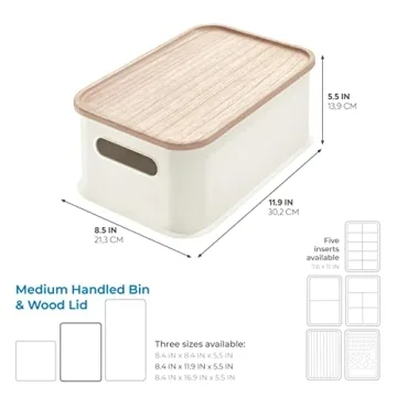 Eco-Friendly iDesign Storage Bin with Paulownia Wood Lid
