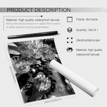 CITXJUM Funky Bar Cocktail Posters Vintage Black and White Canvas Wall Art Champagne Cheers Prints B...