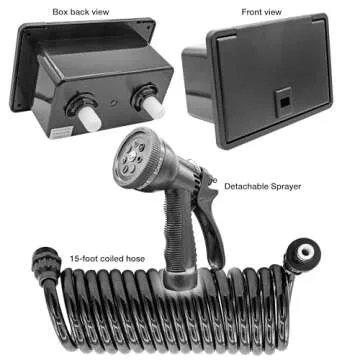 Dura Faucet DF-SA189-BK RV Exterior Quick Connect Detachable Sprayer, Hose, Port, and Spray Box Kit (Black)