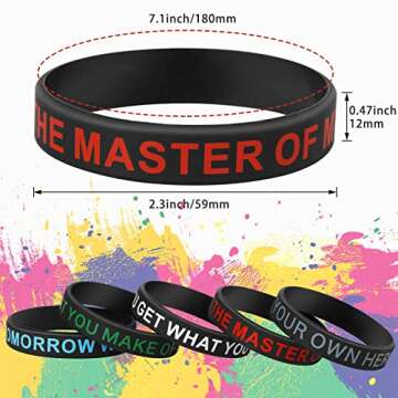 QEERBSIN 60 PCS Inspirational Silicone Bracelets with Motivational Quotes