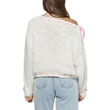 Women Y2k Long Sleeve Loose Sweater Top Teen Girls 90s Aesthetic Graphic Knit Pullovers Streetwear Fall Winter