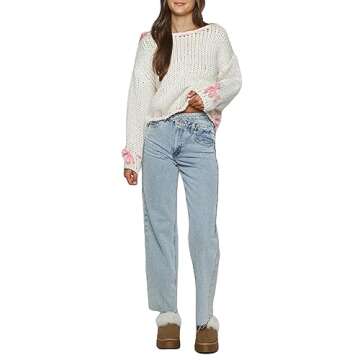 Women Y2k Long Sleeve Loose Sweater Top Teen Girls 90s Aesthetic Graphic Knit Pullovers Streetwear Fall Winter