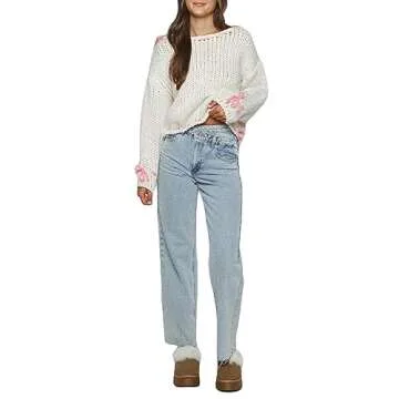 Women Y2k Long Sleeve Loose Sweater Top Teen Girls 90s Aesthetic Graphic Knit Pullovers Streetwear Fall Winter