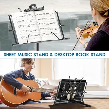 K KASONIC 2 in 1 Music Stand - Metal, Black Design