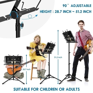 K KASONIC 2 in 1 Music Stand - Metal, Black Design