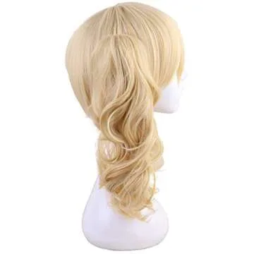 morvally Short Straight Blonde Bob Wig with Two Jaw Claws Ponytail Hair for Cosplay Costume Halloween Wigs