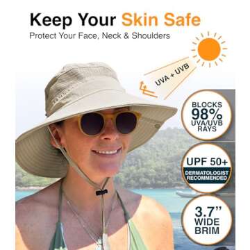 GearTOP Wide Brim Sun Hat for Womens and Mens Sun Hats - UV Protection Fishing Hat Safari Hat for Hi...