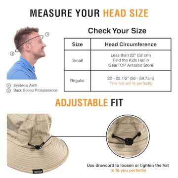 GearTOP Wide Brim Sun Hat for Womens and Mens Sun Hats - UV Protection Fishing Hat Safari Hat for Hiking Gardening & Beach Khaki