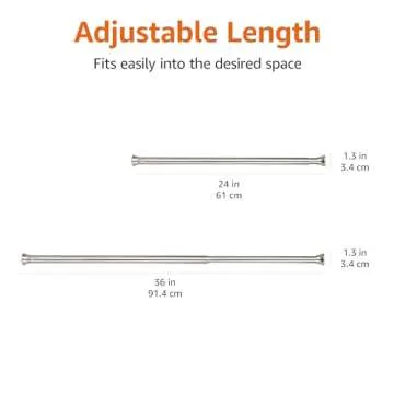 Amazon Basics Easy to Install Spring Tension Curtain Rod, Adjustable 24-36" Width - Nickel, Classic Finial, 7 Pound Weight Capacity