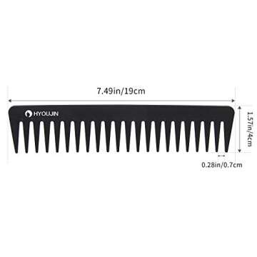 HYOUJIN 601 Black Carbon Wide Tooth Comb Detangling Comb Detangler Hair Comb for Long Wet hair Hair Straighten Curly Hair 230℃ Heat Resistan