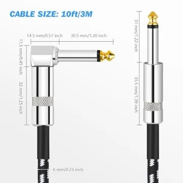 Xaspac 10FT Guitar Instrument Cable for All Instruments