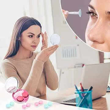 cauyuan Contact Lens Case Portable Travel Box with Mirror Tweezers Remover Tool Solution Bottle