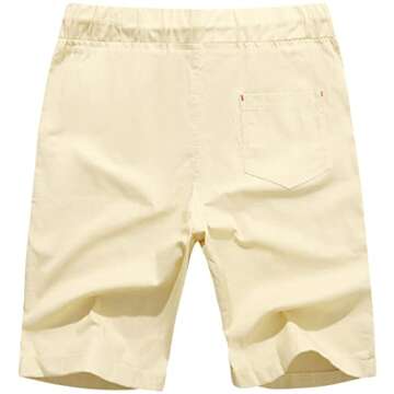 Boisouey Men's Linen Casual Classic Fit Short Summer Beach Shorts