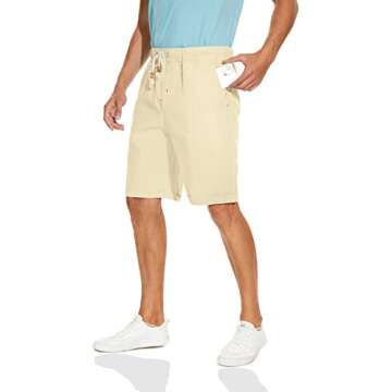 Boisouey Men's Linen Casual Classic Fit Short Summer Beach Shorts