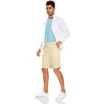 Boisouey Men's Linen Casual Classic Fit Short Summer Beach Shorts