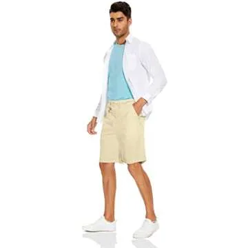 Boisouey Men's Linen Casual Classic Fit Short Summer Beach Shorts