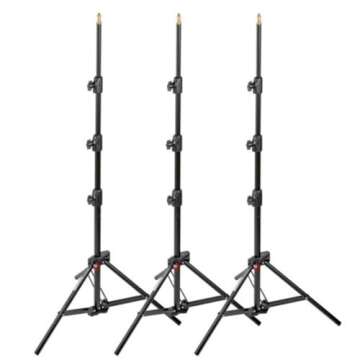Manfrotto 1051BAC 83" Air Cushioned Aluminum Mini Compact Stand with 4-Sections & 3 Risers, Black - Pack of 3 Stands
