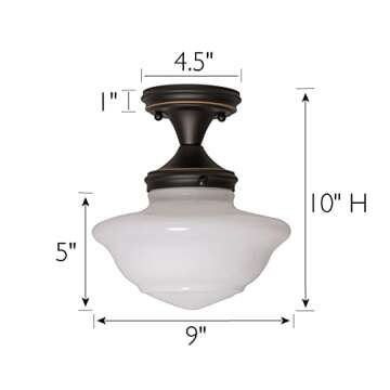 Design House 577502 Schoolhouse Semi Flush Mount Modern Vintage Farmhouse Indoor Dimmable Ceiling Li...