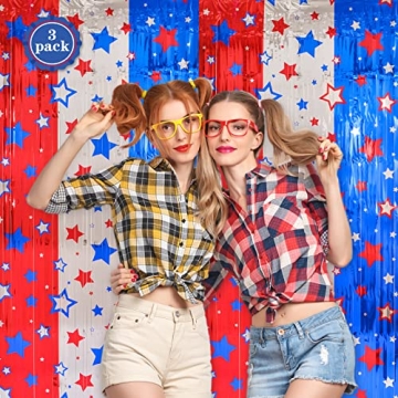 Vibrant 4th of July Tinsel Fringe Curtains – 3 Pack