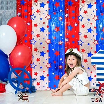 Vibrant 4th of July Tinsel Fringe Curtains – 3 Pack