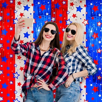 Vibrant 4th of July Tinsel Fringe Curtains – 3 Pack