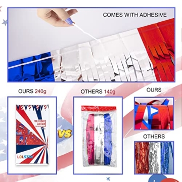 Vibrant 4th of July Tinsel Fringe Curtains – 3 Pack