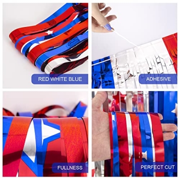 Vibrant 4th of July Tinsel Fringe Curtains – 3 Pack