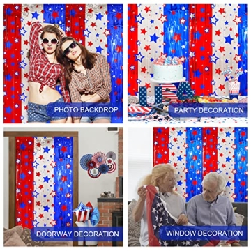 Vibrant 4th of July Tinsel Fringe Curtains – 3 Pack