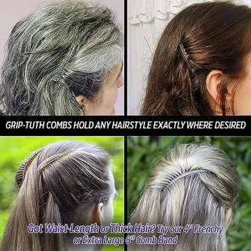 Good Hair Days Grip-Tuth Combs - Set Of 2 Hair Side Combs - Hair Combs For All Types Of Hair - Decorative & Hair Styling Women Accessories (Clear, 3 ¼ ″ Wide)