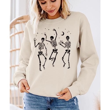GLIGLITTR Women's Halloween Skeleton Sweatshirt for Spooky Fun