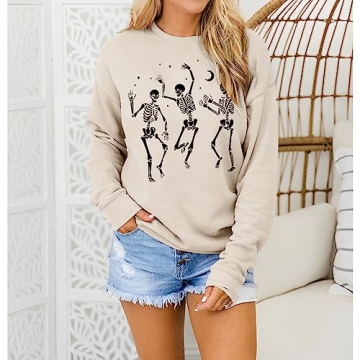 GLIGLITTR Women's Halloween Skeleton Sweatshirt for Spooky Fun