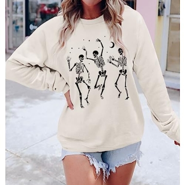 GLIGLITTR Women's Halloween Skeleton Sweatshirt for Spooky Fun