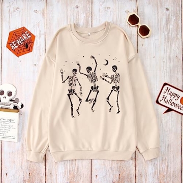GLIGLITTR Women's Halloween Skeleton Sweatshirt for Spooky Fun