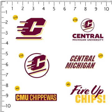 Central Michigan University Spirit Logo 50ct Vinyl Large Deluxe Stickers Variety Pack - Laptop, Wate...