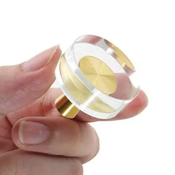 Uenhoy 6 Pack Glass Crystal Cabinet Knobs Round Drawer Knob Pulls Gold Crystal Knobs for Cabinets and Drawers - 1-1/4 Inch