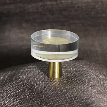Uenhoy 6 Pack Glass Crystal Cabinet Knobs Round Drawer Knob Pulls Gold Crystal Knobs for Cabinets and Drawers - 1-1/4 Inch