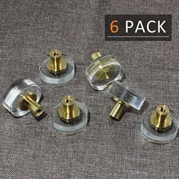 Uenhoy 6 Pack Glass Crystal Cabinet Knobs Round Drawer Knob Pulls Gold Crystal Knobs for Cabinets and Drawers - 1-1/4 Inch