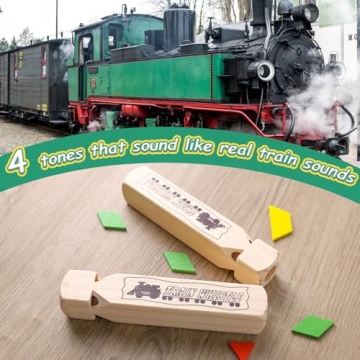LovesTown Wooden Train Whistle 4 Tone for Kids' Parties
