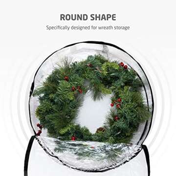 ZOBER Christmas Wreath Storage Container - 30 Inch Plastic Wreath Storage Bag - Dual Zippered Wreath Bag - Durable Stitch Reinforced Handles - Wreath Christmas Storage - 2 Pack