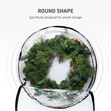 ZOBER Christmas Wreath Storage Container - 30 Inch Plastic Wreath Storage Bag - Dual Zippered Wreath Bag - Durable Stitch Reinforced Handles - Wreath Christmas Storage - 2 Pack