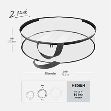 ZOBER Christmas Wreath Storage Container - 30 Inch Plastic Wreath Storage Bag - Dual Zippered Wreath Bag - Durable Stitch Reinforced Handles - Wreath Christmas Storage - 2 Pack