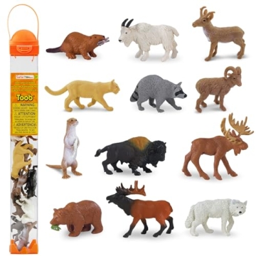 Safari Ltd. North American Wildlife TOOB - 12 Hand-Painted Mini Figurines Including Grizzly Bear, Bi...